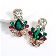 ( Green color)earrings exaggerating drop Acrylic diamond earrings woman occidental style fully-jewelled super ear stud