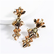 ( Gold)occidental style exaggerating multilayer Acrylic diamond earrings woman retro generous fully-jewelled trend arrin
