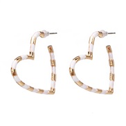 ( white) earrings occidental style exaggerating ear stud Alloy black heart-shaped arring