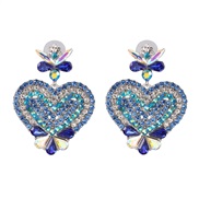 ( blue) occidental style creative heart-shaped earrings earring color diamond ear stud personality all-Purpose woman