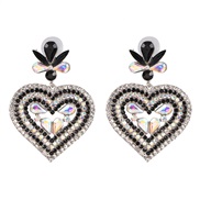 ( black) occidental style creative heart-shaped earrings earring color diamond ear stud personality all-Purpose woman
