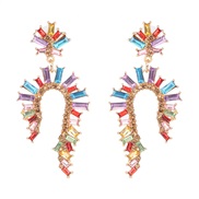 ( Color)occidental style wind personality earring geometry diamond earrings trend exaggerating Earring