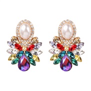 ( Color)occidental style ear stud high-end glass diamond earrings super geometry arring