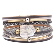 ( gray)Wish Bohemia ethnic style bracelet woman multilayer leather Pearl occidental style