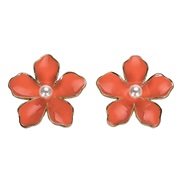 occidental style temperament brief Alloy flowers Pearl flower earring  summer fresh and cool Pearl lady earrings