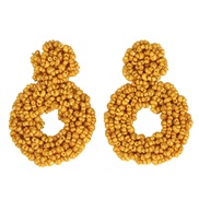 ( yellow)  Bohemia ethnic style fashion personality woman handmade weave beads beads earrings