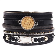 ( black)occidental style fashion Pearl diamond multilayer lady bracelet leather establishment buckle Bohemia bracelet