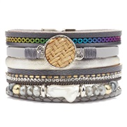 ( gray)occidental style fashion Pearl diamond multilayer lady bracelet leather establishment buckle Bohemia bracelet