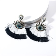 ( white)occidental style exaggerating Acrylic diamond eyes Double layer tassel earrings woman retro fashion Bohemia Earr