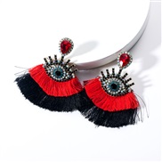 ( red)occidental style exaggerating Acrylic diamond eyes Double layer tassel earrings woman retro fashion Bohemia arring