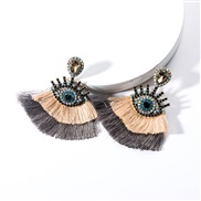 ( Gold)occidental style exaggerating Acrylic diamond eyes Double layer tassel earrings woman retro fashion Bohemia arrin