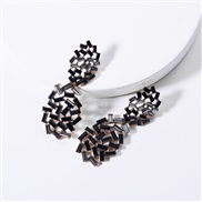 ( black) occidental style exaggerating diamond Acrylic diamond hollow geometry fully-jewelled earrings woman fashion nob