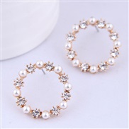 fine  Korean style fashion sweet all-Purpose Pearl flash diamond concise personality ear stud