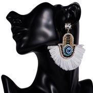 ( white)occidental style exaggerating Acrylic diamond eyes sector tassel earrings woman retro personality Earring Bohemi