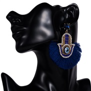 ( blue)occidental style exaggerating Acrylic diamond eyes sector tassel earrings woman retro personality arring Bohemia