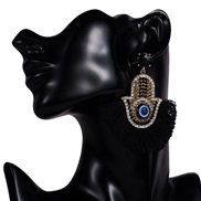 ( black)occidental style exaggerating Acrylic diamond eyes sector tassel earrings woman retro personality arring Bohemia