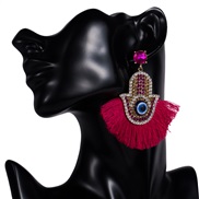 ( rose Red)occidental style exaggerating Acrylic diamond eyes sector tassel earrings woman retro personality arring Bohe