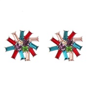 occidental style  creative flowers color all-Purpose temperament Earring personality diamond earrings ear stud