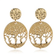 ( Gold)occidental style fashion fashion exaggerating gold Life tree geometry hollow earrings woman