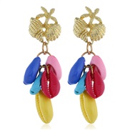 ( Color)  natural Shells tassel earrings woman fashion wind ear stud occidental style