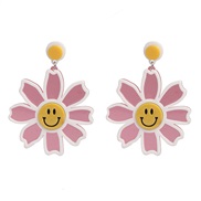 ( Pink)fashion personality color sun flower earrings woman creativeins brief wind wind ear stud