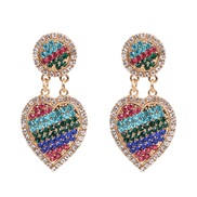 ( Color)UR classic Peach heart fully-jewelled earrings occidental style trend super earring heart-shaped