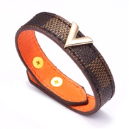 ( brown)new occidental style fashionV bangle leather Stripe bangle day gift