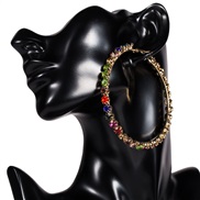 occidental style Acrylic multicolor colorful diamond big circle circle diamond earrings woman retro fashion all-Purp