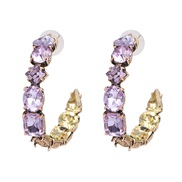 (purple) glass diamond mosaic ear stud occidental style exaggerating woman personality earrings