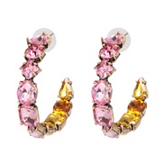 ( Pink) glass diamond mosaic ear stud occidental style exaggerating woman personality earrings
