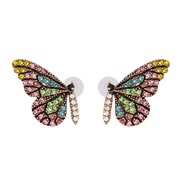 ( Green color)insect butterfly earrings wings fashion all-Purpose personality woman ear stud