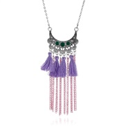(purple) retro necklace woman tassel long style fashion handmade beads sweater chain
