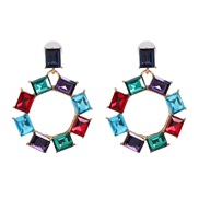 ( Color)UR new geometry earrings super occidental style wind fashion square diamond earring gear