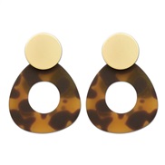 (Irregular  )occidental style exaggerating Alloy bronze coin Acetate sheet leopard earrings woman Bohemia ethnic style g