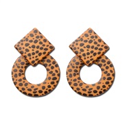 ( leopard print)occidental style exaggerating earrings multilayer Acetate sheet ear stud fashion all-Purpose geometry le