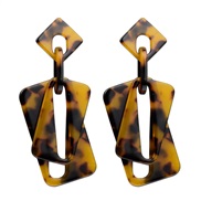 ( leopard print)new occidental style multilayer Acetate sheet hollow geometry earrings retro leopard Autumn and Winter e