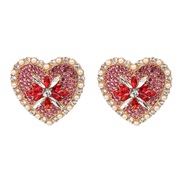 ( red) occidental style creative heart-shaped earrings earring color diamond ear stud personality all-Purpose woman