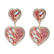 ( red) occidental style creative heart-shaped earrings earring color diamond ear stud personality all-Purpose woman