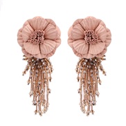 ( champagne)occidental style Bohemia glass tassel rose pendant earrings personality temperament arring