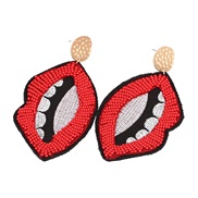 ( red)occidental style fashion wind color lips earrings mosaic Rhinestone pendant Earring
