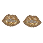 ( Diamond drill ) embed fully-jewelled lips earrings occidental style exaggerating summer creative