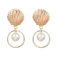 ( Gold)UR personality creative Shells earrings occidental style wind fashion Pearl earring