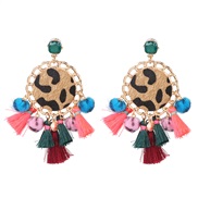 ethnic style tassel velvet earrings occidental style personality leopard earring