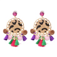( Purple color )ethnic style tassel velvet earrings occidental style personality leopard earring