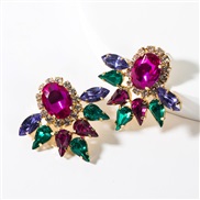 ( Color)occidental style wind multilayer drop Oval Acrylic diamond fully-jewelled earrings woman fashion super ear stud 