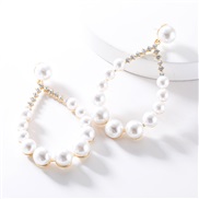 ( white)temperament occidental style silver drop half diamond imitate Pearl earrings woman high-end atmospheric ear stud