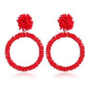 ( red White k)  retro occidental style temperament ear stud  fashion handmade beads Acrylic earrings Earring