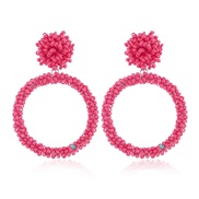 ( rose Red White k)  retro occidental style temperament ear stud  fashion handmade beads Acrylic earrings arring