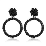 ( black White k)  retro occidental style temperament ear stud  fashion handmade beads Acrylic earrings arring