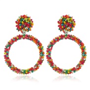 ( Color White k)  retro occidental style temperament ear stud  fashion handmade beads Acrylic earrings arring